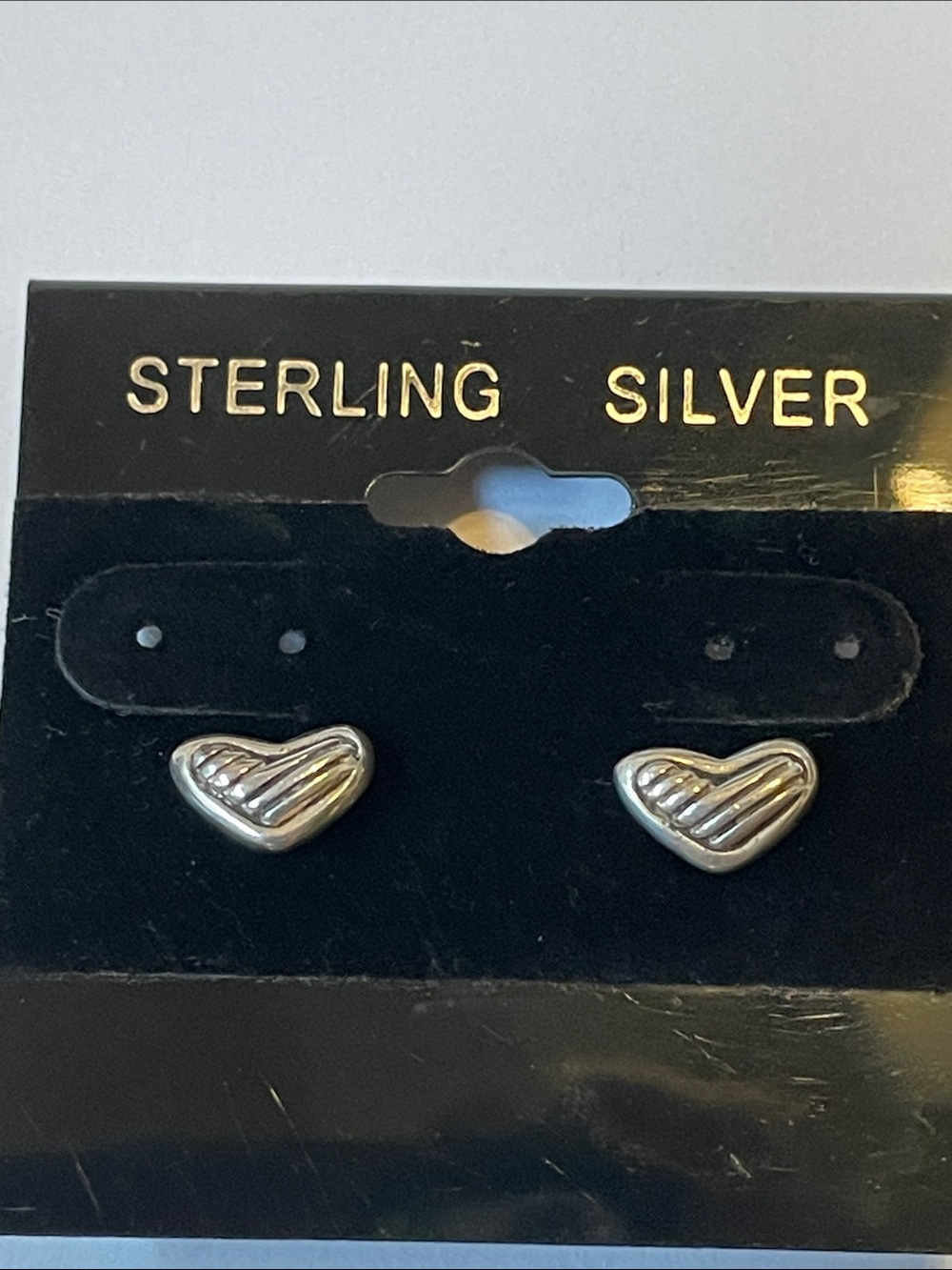 Sterling Silver Heart Stud Earrings - Polished Silver